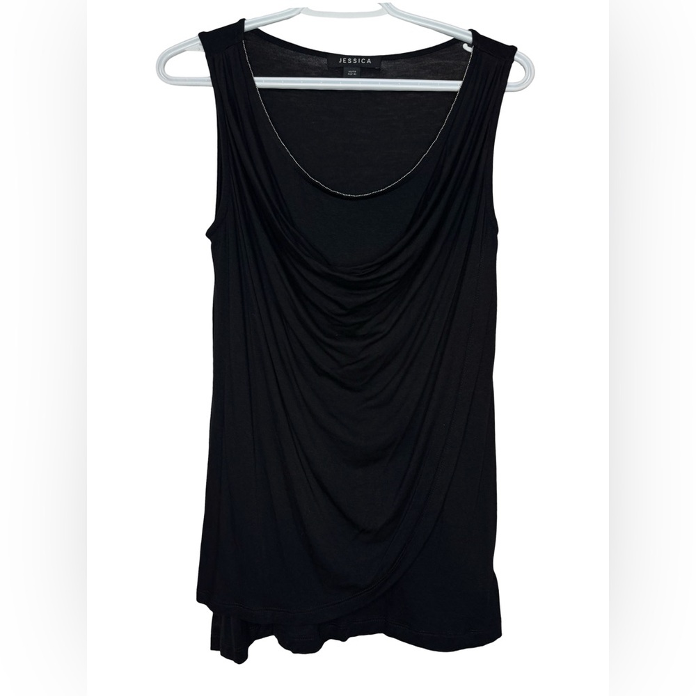 Jessica Black Draped Tank Top Blouse